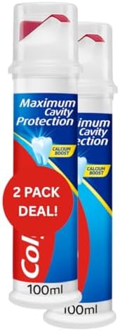 2 Pack Toothpaste 100ml Each – Pump Dispenser, Fresh Mint, Maximum Cavity Protection Formula 2X 3.5 fl oz.