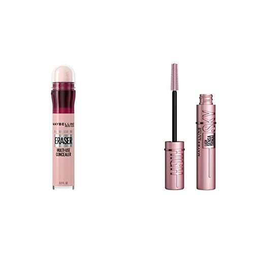 Maybelline Lash Sensational Sky High Washable Mascara Makeup, Volumizing, Lengthening & Instant Age Rewind Eraser Dark Circles Treatment Multi-Use Concealer, 160, 1 Count