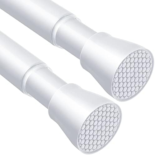 2pcs Spring Tension Curtain Rods for Windows 28 to 48 Inch, White Tension Rod Spring Loaded Curtain Rod, 7/8“ Diameter Adjustable Curtain Rod No Drilling Small Curtain Rods for Door, Bathroom, kitchen