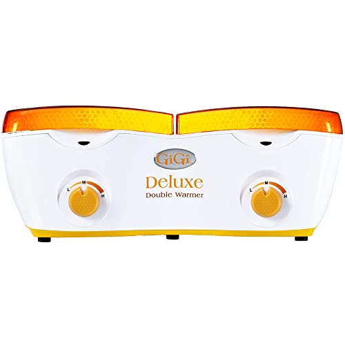 GiGi Deluxe Double Wax Warmer - Hair Removal Waxing Kit Heater, Dual Pot Design, Adjustable Temperature Control, Salon & Home Use, 14 oz (2) Wax Can
