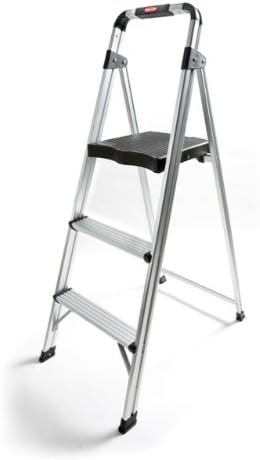 Rubbermaid 3-Step Lightweight Aluminum Step Stool Ladder, ANSI Type 2 Duty Rating, 225-Pound Capacity