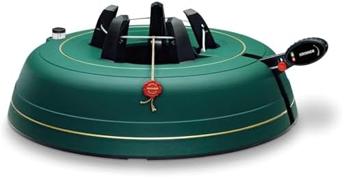 KRINNER Christmas Tree Genie XXL - Green Tree Stand - Original Single Cable Operation, Holds up to 12 ft Live Trees - Foot Pedal Setup & Water Reservoir with Level Indicator - German Made