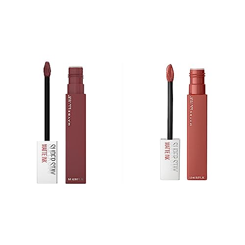 MAYBELLINE Super Stay Matte Ink Liquid Lipstick Makeup Long Lasting High Impact Color Up to 16H Wear Self-Starter Light Red and Mover Brown