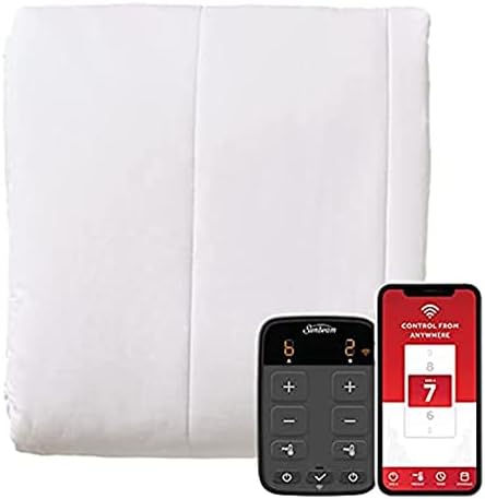 Sunbeam Polyester Wi-Fi Connected Mattress Pad, Electric Blanket, 10 Heat Settings, King Size, White