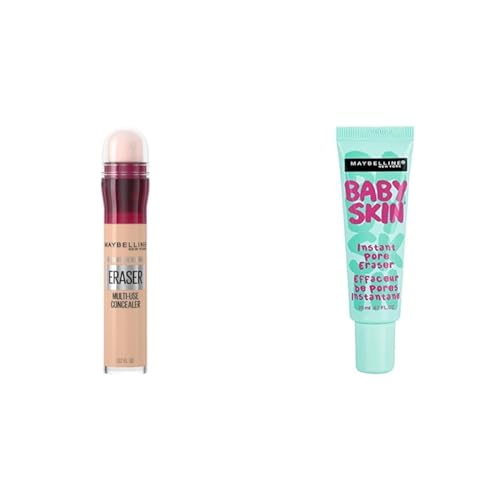 Maybelline Instant Age Rewind Dark Circles Concealer 115 and Baby Skin Pore Eraser Primer Clear 1 Count