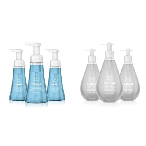 Method Foaming Hand Soap, Sea Minerals, Biodegradable Formula, 10 fl oz (Pack of 3) & Gel Hand Soap, Sweet Water, Biodegradable Formula, 12 fl oz (Pack of 3)