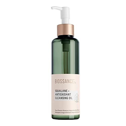 BIOSSANCE Squalane + Antioxidant Cleansing Oil. Lightweight Facial Oil Cleans Deep into Pores, Removes Makeup and Hydrates Skin. For all Skin Types