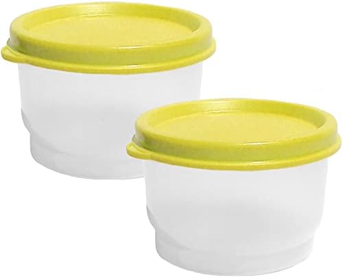 Tupperware 4 Ounce Snack Cups Set of 2 with Yellow Green Seals
