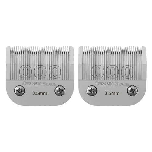 000 Detachable Replacement Ceramic Blades Set,Cut Length 1/50-Inch(0.5MM),compatible with Andis/oster Classic 76/Star-Teq/Power-Teq/A5 Clipper (2 Pack)