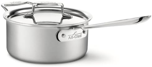 All-Clad D5 5-Ply Stainless Steel Sauce Pan 3 Quart Induction Oven Broiler Safe 600F Pots and Pans, Cookware Silver