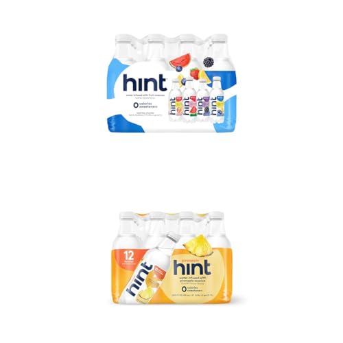 Hint Water White VP and Pineapple (Pack of 24), 3 Bottles of Strawberry Lemon, Blueberry Lemon, Blackberry, and Watermelon & 12 Bottles of Hint Pineapple, Zero Calories, Sugar and Zero Sweeteners