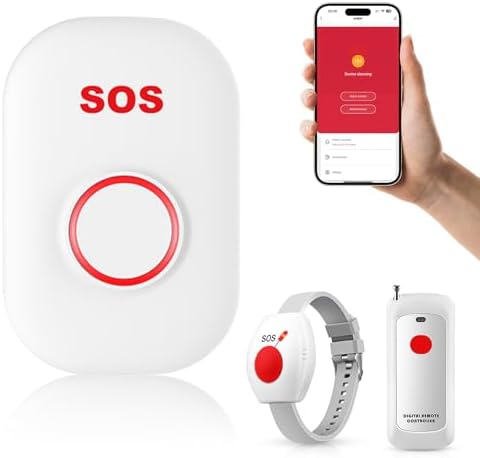 Life Alert Systems for Seniors No Monthly Fee Wi-Fi APP Control Elderly Alarm Call Button Caregiver Pager for 1 Call Button 1 Watch Button 1 Receiver(Only Supports 2.4GHz Wi-Fi) (fx-Pager)