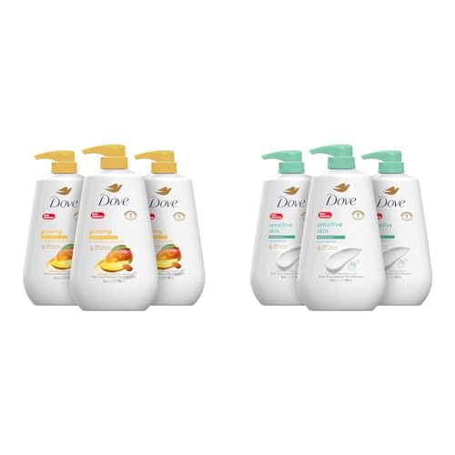 Dove Body Wash with Pump Glowing Mango & Almond Butter 3 Count for Renewed & Sensitive Skin Body Wash, Hypoallergenic and Paraben-Free, 30.6 fl oz (Pack of 3)