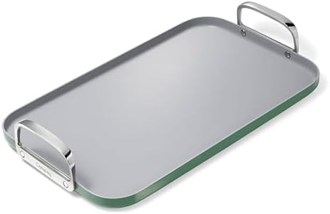 Caraway Double Burner Griddle - 19x12” Griddle Pan - Non-Stick Ceramic Coated - Non Toxic, PTFE & PFOA Free - Oven Safe & Compatible with All Stovetops - Sage