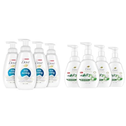 Dove Instant Foaming Body Wash for Soft, Smooth Skin Deep Moisture Cleanser & Foaming Hand Wash Aloe & Eucalyptus Pack of 4 Protects Skin from Dryness
