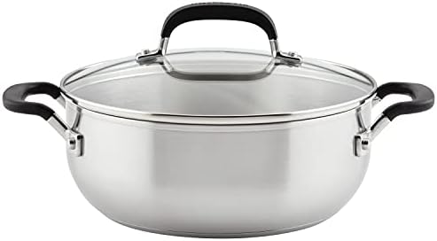 KitchenAid 71021 Stainless Steel Casserole with Lid, 4 Quart - Brushed Stainless Steel