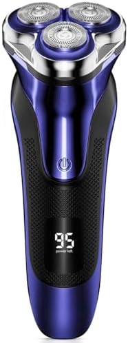 Electric Razor for Men, Electric Shaver for Men Face, with Pop Up Trimmer Waterproof Wet Dry Rechargeable Shaver Navy Blue