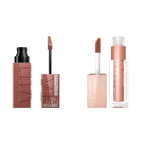 MAYBELLINE Super Stay Vinyl Ink Lipcolor & Lifter Gloss with Hyaluronic Acid, High Shine Lip Gloss, 0.14 fl oz & 0.18 Ounce