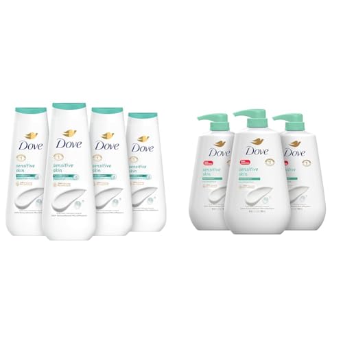 Dove Sensitive Skin Body Wash Hypoallergenic 4 Count 20 oz and 3 Count 30.6 fl oz Bundles