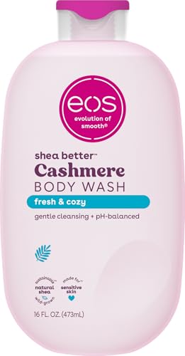 eos Shea Better Cashmere Body Wash, Fresh & Cozy, Moisturizing and Nourishing, pH Balanced Creamy Gel Formula, Paraben & Phthalate Free, Sensitive Skin,16 fl oz