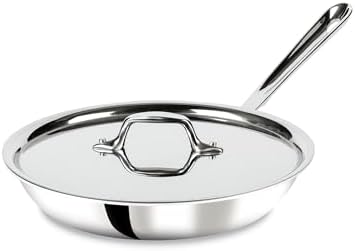 All-Clad D3 3-Ply Stainless Steel Fry Pan With Lid 10 Inch, Induction Compatible, Oven Broiler Safe 600F, Fast and Even Heat, Pots and Pans, Cooking Frying Pan, Skillet, Kitchen, Cookware, Silver