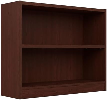 Bush Furniture Universal Small 2 Shelf Bookcase in Vogue Cherry, Low Storage and Display Bookshelf for Home Office or Living Room Organization