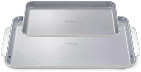 Caraway Non-Stick Ceramic Baking Sheet Duo - Naturally Slick Ceramic Coating - Non-Toxic, PTFE & PFOA Free - 18 x 13" Large & 15 x 10" Medium - Gray