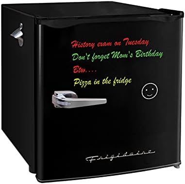 Frigidaire EFR107 Mini Fridge with Dry Erase Board & Small Ice Freezer - 1.6 Cu Ft Compact Refrigerator for College Dorm Room, Black