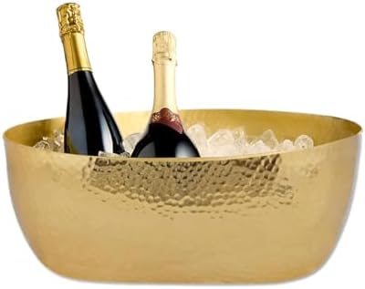 Cruiser’s Caché | 18" x 11" Aluminum Beverage Tub | Hand-Hammered Design | Gold Finish | Leakproof