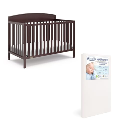 Graco Benton 5 in 1 Convertible Crib with Premium Foam Crib and Toddler Mattress - Espresso
