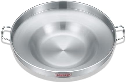 Concord Stainless Steel Comal Frying Bowl Cookware (22"), silver (S4008 S4812 S5612)