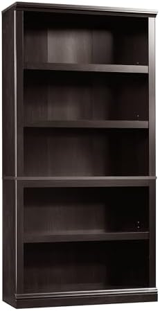 Sauder Miscellaneous Storage 5 Bookcase/Book Shelf, L: 35.28" x W: 13.23" x H: 69.76", Estate Black