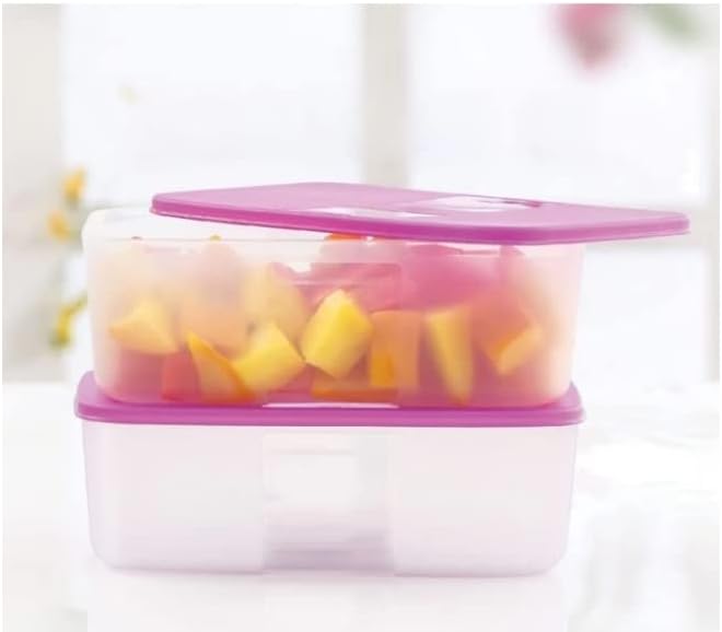 Tupperware Freezer Mate 2-Pack Rectangular Lidded Box, 1L, Clear, BPA Free, Freezer Safe, Leak Proof, Minimalist Style