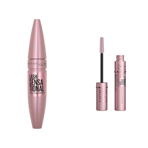 Maybelline Lash Sensational Washable Mascara, Lengthening and Volumizing for a Full Fan Effect & Lash Sensational Sky High Washable Mascara Makeup, Volumizing, Lengthening, Defining