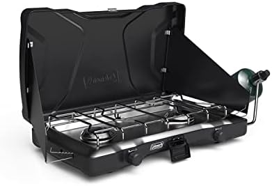 Coleman Triton 2-Burner Propane Camping Stove, Portable Camping Grill/Stove with Adjustable Burners, Wind Guards, Heavy-Duty Latch & Handle, 22,000 Total BTUs of Power for Camping, Tailgating, BBQ