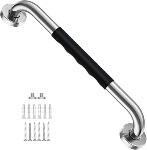 16 Inch Shower Grab Bar w/Anti Slip Rubber Grip, ZUEXT SUS304 Stainless Steel Bath Grab Bar,Bathroom Balance Bar,Wall Mount Safety Handrail Support,Handicap Injury Elderly Senior Assist Handle