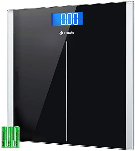 Etekcity Bathroom Scale for Body Weight, Highly Accurate Digital Electronic Weighing Machine for People, LCD Display, Large Size, 6mm Tempered Glass for Safe Home Use, Batteries Included, 400 lbs