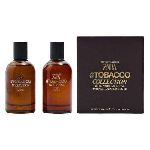 Zara Menβs TOBACCO COLLECTION Rich/Warm/Addictive/Intense/Dark/Exclusive 2X Eau De Toilette 3.4 fl.oz. each