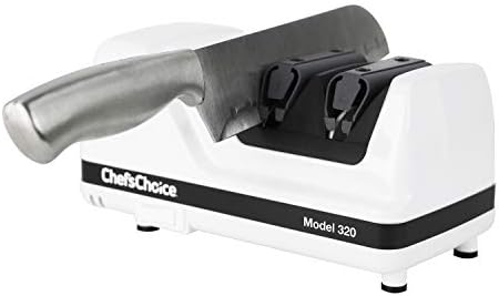 Chef'sChoice Professional Electric Knife Sharpeners FlexHone/Strop With 100-Percent Diamond Abrasives And Precision Angle Guides For 20-Degree Straight-Edge and Serrated Knives, 2-Stage, White