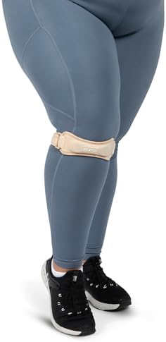 KARM Plus Size Knee Brace for Women & Men Plus Size - Patella Band - Patellar Tendon Support Strap for Jumpers Knee Pain, Basketball, Sports, Obese (XXL/3XL/4XL/5XL/6XL, Single Strap, Beige)