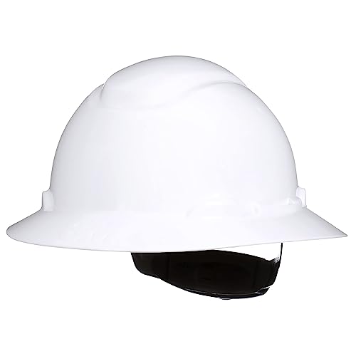 SecureFit Hard Hat SecureFit H-801SFR-UV, White, Non-Vented Full Brim Style Safety Helmet with Uvicator Sensor, 4-Point Pressure Diffusion Ratchet Suspension, ANSI Z87.1