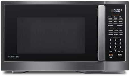TOSHIBA ML4-EM12PA(BS) Countertop Microwave Oven with Stylish Design As Kitchen Essentials, Smart Sensor, 13 Auto Menus&Mute Function, 1.2 Cu Ft with 12.4" Turntable, 1000W, Black Stainless Steel
