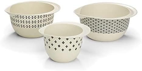 Cuisinart CTG-00-3MBB Bamboo Mixing Bowls, Set of 3, Black/White