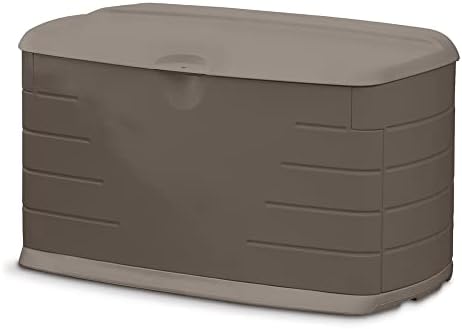 Rubbermaid Medium Resin Outdoor Storage Deck Box (73 Gal), Weather Resistant, Brown, Deck Organization for Home/Backyard/Pool Chemicals/Toys/Garden Tools/Porch/Patio Cushions