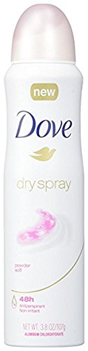 Dove Dry Spray Antiperspirant, Powder Soft, 3.8 oz (Pack of 2)