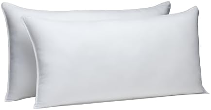 Amazon Basics Down Alternative Bed Pillows, Medium Density For Back and Side Sleepers, King, 2-Pack, White, 36 in L x 20 in W