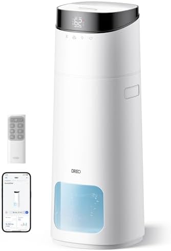Dreo 16L Smart Humidifier Large Room 1000 ftยฒ, 130H Cool Mist Air Humidifiers for Bedroom Plants Baby, Top Fill, Remote/Touch/Voice & APP Control, Self-Cleaning Tank, 30dB, RGB Light, HM755S White