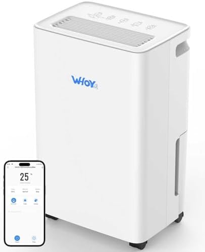 Dehumidifier for Basements, 2000 Sq. Ft., 30 Pints, Max 50 Pints 1.6L Tank, App-Controlled, With 4.9 ft Drain Hose Low noise, for Living room, Basements and Office