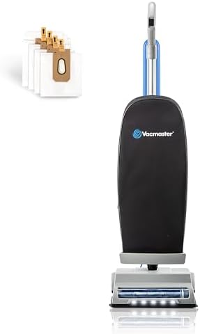 Vacmaster UB0402 Commercial Vacuum Cleaner Ultra-Lightweight 14L Capacity Bagged Upright Vac with LED Headlight and 2-Speed Setting Powerful Suction for Pets, Carpets & Hard Floor