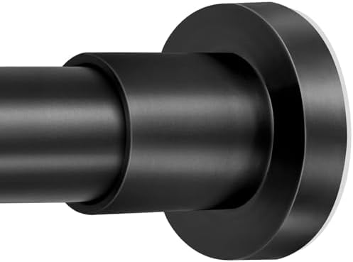 Black Shower Curtain Rod 36-84 Inches (3-7ft) Non Rust Adjustable Shower Rod Spring Tension Non Slip No Drilling Stainless Steel Shower Rods for Bathroom Window